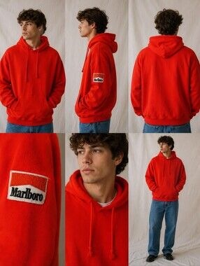 🫛 Vintage Marlboro Country Store pullover hoodie red Marlboro Patch